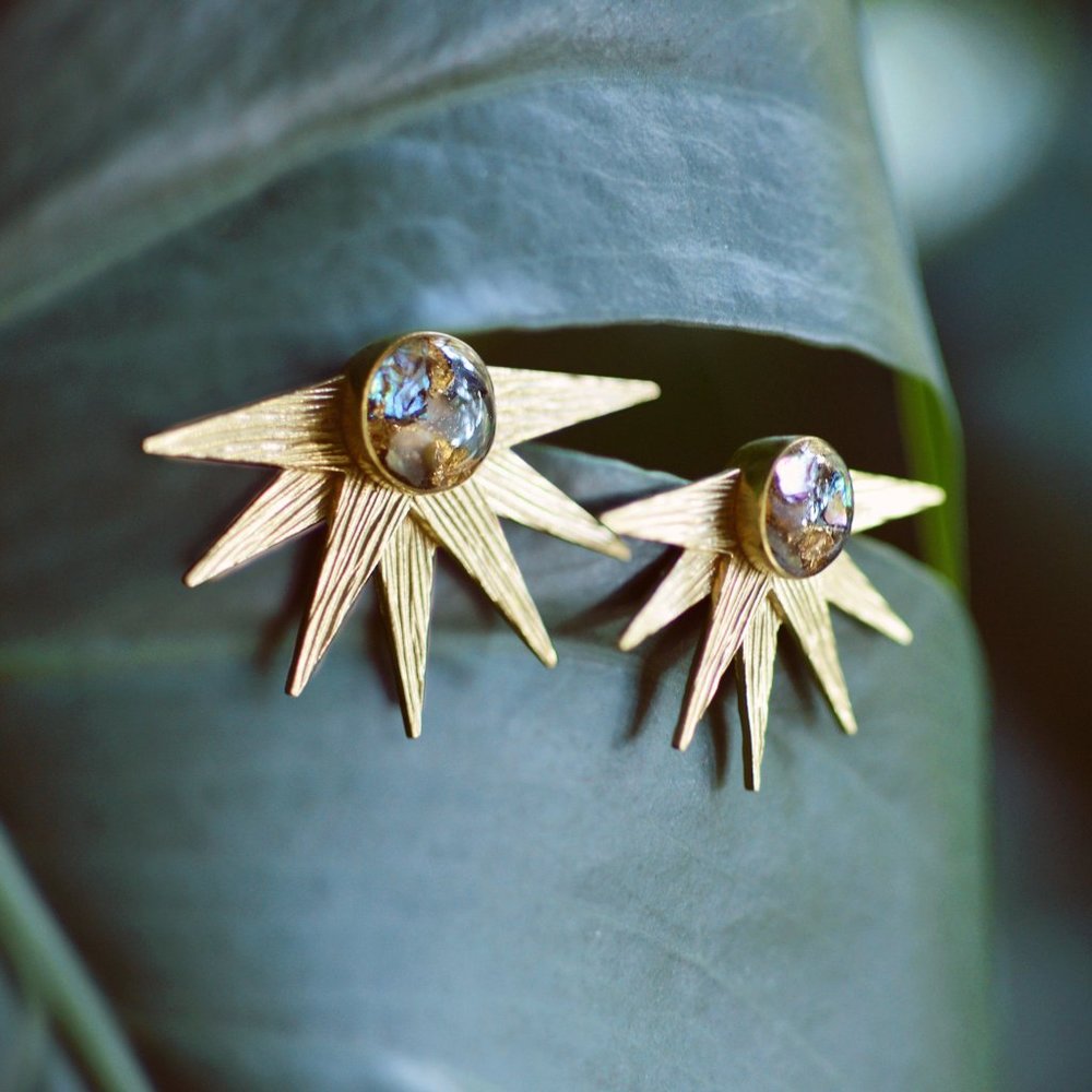 Cameoko NWT Handmade Abalone Resin Starburst Earrings